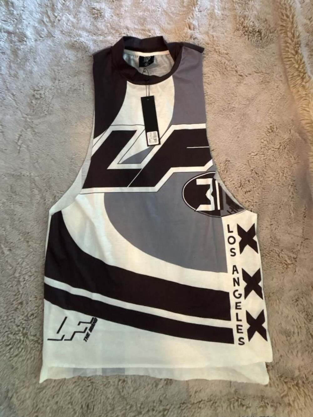 LF The Brand Graphic Tank Top Size S Black White Mock Neck Los Angeles